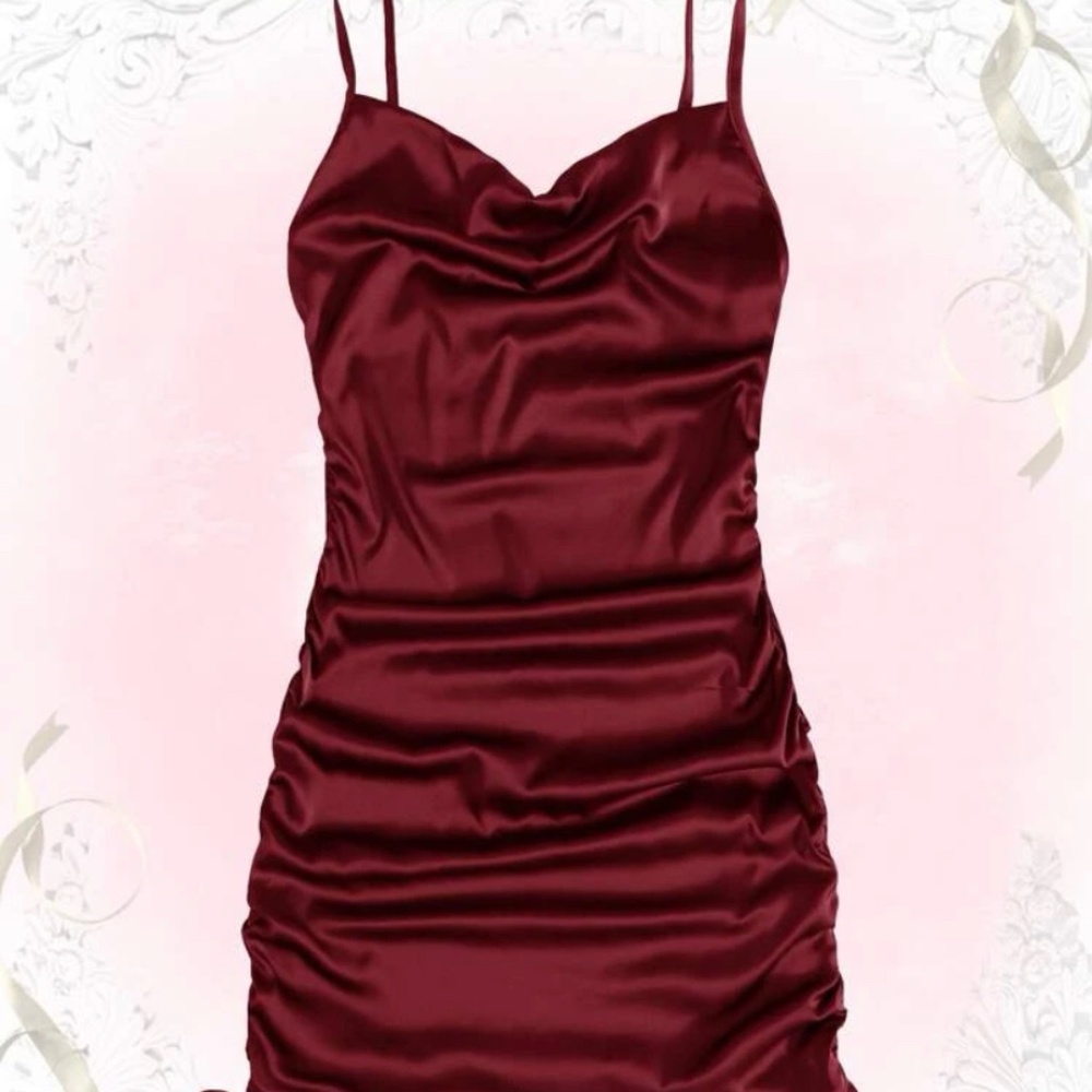 Sweetness Satin Drawstring Cami Dress